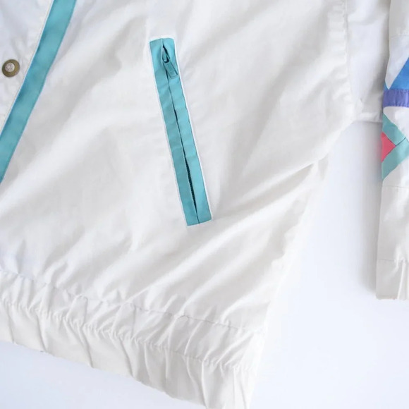 Vintage 90's London Fog White &  Blue Zip Up Light Jacket Size Medium - Picture 6 of 15